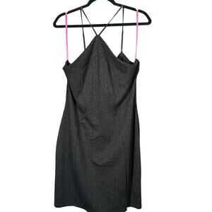 BETSEY JOHNSON | Black tonal Leopard Pointed Halter neck Mini Dress | XXL